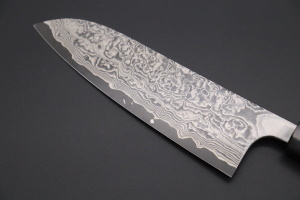 Fu-Rin-Ka-Zan Wa Santoku FRYP-13 Wa Santoku 170mm (6.6 inch) Fu-Rin-Ka-Zan YUTAKA 豊佳 Series R-2 Damascus Edition FRYP-13 Wa Santoku 170mm (6.6 inch, Sunset Purple Color Stabilized Maple Burl Wood Handle)