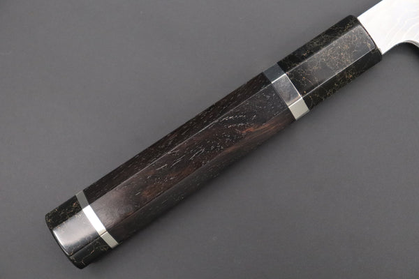 Fu-Rin-Ka-Zan Wa Sujihiki FRDYP-55 Wa Sujihiki 240mm (9.4 Inch) Fu-Rin-Ka-Zan YUTAKA 豊佳 Series R-2 Damascus Edition FRDYP-55 Wa Sujihiki 240mm (9.4 Inch, Octagonal Ebonywood Handle with Nickel Silver Spacers and a Black-Golden-Color Turquoise Gem Composite Stone Ferrule & Butt)