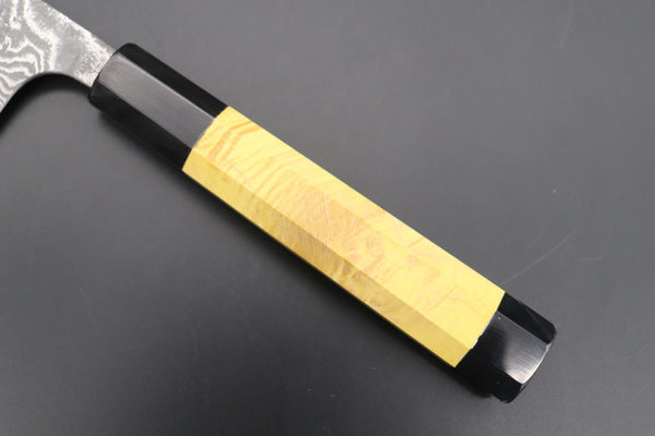 Fu-Rin-Ka-Zan Wa Sujihiki FRYP-50 Wa Sujihiki 270mm (10.6 inch) Fu-Rin-Ka-Zan YUTAKA 豊佳 Series R-2 Damascus Edition FRYP-50 Wa Sujihiki 270mm (10.6 inch, Sunny Yellow Color Stabilized Maple Burl Wood Handle)