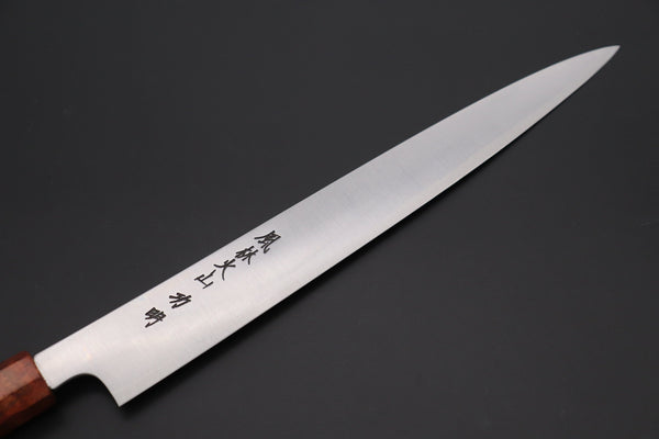 Fu-Rin-Ka-Zan Wa Sujihiki FR2YP-53 Wa Sujihiki 270mm (10.6 Inch) Fu-Rin-Ka-Zan YUTAKA 豊佳 Series R-2 Edition FR2YP-53 Wa Sujihiki 270mm (10.6 Inch, Octagonal Bubinga Burl Wood Handle with Composite Turquoise Gemstone Ring and Nickel Silver Spacers)