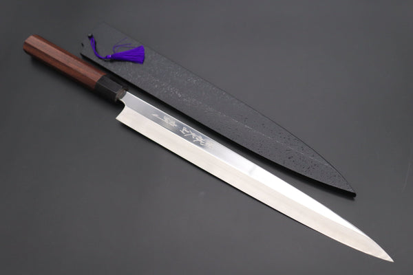 Fu-Rin-Ka-Zan Yanagiba FSO-76LR Yanagiba330mm (12.9inch Octagonal Red-Sandal Wood Handle) Fu-Rin-Ka-Zan Limited, Hon Kasumi HAP-40 Yanagiba (300mm or 330mm, 2 Sizes, Perfectly Mirror Polished Blade, Octagonal Red-Sandal Wood Handle)