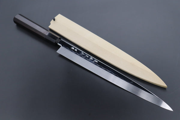Fu-Rin-Ka-Zan Yanagiba FSO-73 Yanagiba 300mm (11.8 inch) Fu-Rin-Ka-Zan Limited, Honyaki White Steel No.3 Yanagiba (270mm or 300mm, Perfectly Mirror Polished Blade for Face Side blade, Octagon Shaped Ebonywood Handle)