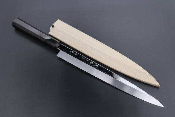 Fu-Rin-Ka-Zan Yanagiba FSO-72 Yanagiba 270mm (10.6 inch) Fu-Rin-Ka-Zan Limited, Honyaki White Steel No.3 Yanagiba (270mm or 300mm, Perfectly Mirror Polished Blade for Face Side blade, Octagon Shaped Ebonywood Handle)
