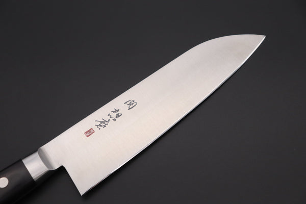 Fujiwara Kanefusa Santoku 想磨 SOUMA (Fujiwara Kanefusa) FKM Series No.7 Santoku 180mm (7 inch, Black Pakka Wood Handle)