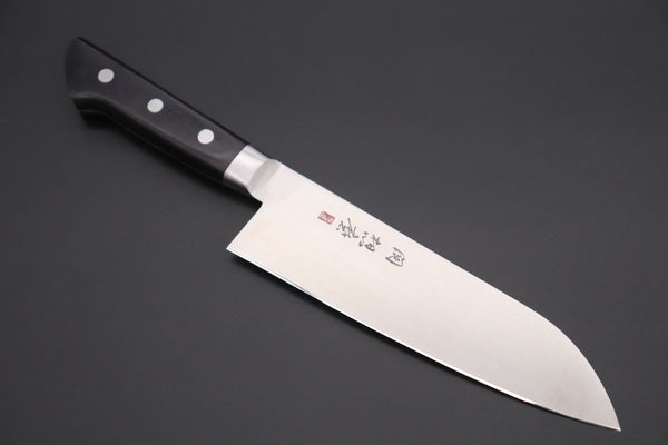 Fujiwara Kanefusa Santoku 想磨 SOUMA (Fujiwara Kanefusa) FKM Series No.7 Santoku 180mm (7 inch, Black Pakka Wood Handle)