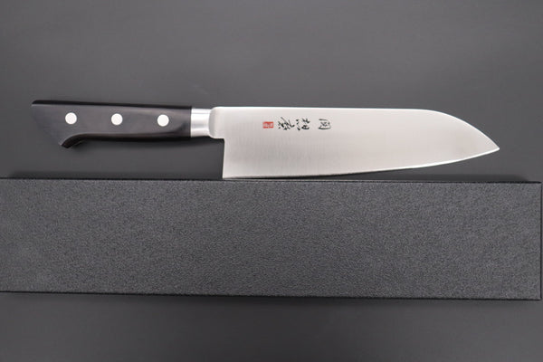 Fujiwara Kanefusa Santoku 想磨 SOUMA (Fujiwara Kanefusa) FKM Series No.7 Santoku 180mm (7 inch, Black Pakka Wood Handle)