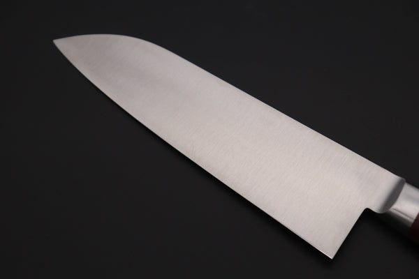 Fujiwara Kanefusa Santoku 想磨 SOUMA (Fujiwara Kanefusa) FKM Series No.7W Santoku 180mm (7 inch, Wine Pakka Wood Handle)