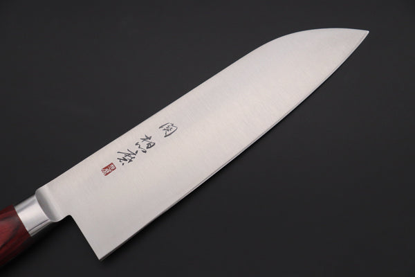 Fujiwara Kanefusa Santoku 想磨 SOUMA (Fujiwara Kanefusa) FKM Series No.7W Santoku 180mm (7 inch, Wine Pakka Wood Handle)