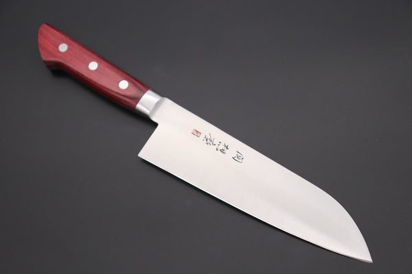 Fujiwara Kanefusa Santoku 想磨 SOUMA (Fujiwara Kanefusa) FKM Series No.7W Santoku 180mm (7 inch, Wine Pakka Wood Handle)