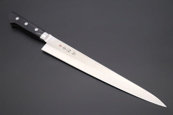 Fujiwara Kanefusa Sujihiki 想磨 SOUMA (Fujiwara Kanefusa) FKM Series Danbiki (Sujihiki) (240mm and 270mm, 2 sizes, Black Pakka Wood Handle)