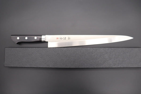 Fujiwara Kanefusa Sujihiki 想磨 SOUMA (Fujiwara Kanefusa) FKM Series Danbiki (Sujihiki) (240mm and 270mm, 2 sizes, Black Pakka Wood Handle)