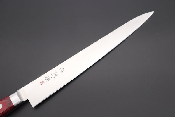 Fujiwara Kanefusa Sujihiki 想磨 SOUMA (Fujiwara Kanefusa) FKM Series Sujihiki (240mm and 270mm, 2 sizes, Wine Pakka Wood Handle)