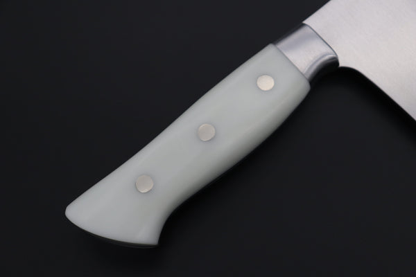 Hattori Chinese Cleaver Hattori 傘 SAN Limited Edition, FH Series Solid VG-10 SAN-CC1 Chinese Cleaver (Fresh White Corian Handle)
