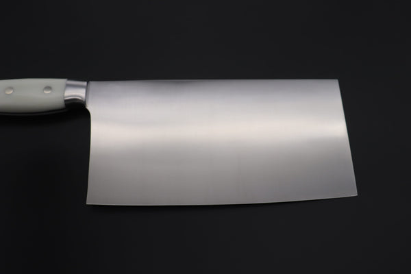 Hattori Chinese Cleaver Hattori 傘 SAN Limited Edition, FH Series Solid VG-10 SAN-CC1 Chinese Cleaver (Fresh White Corian Handle)