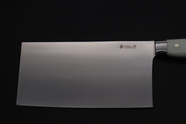 Hattori Chinese Cleaver Hattori 傘 SAN Limited Edition, FH Series Solid VG-10 SAN-CC1 Chinese Cleaver (Fresh White Corian Handle)
