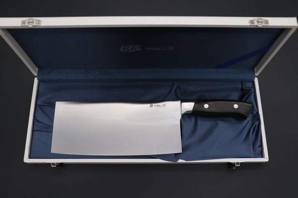Hattori Chinese Cleaver Hattori 傘 SAN Limited Edition, Solid VG-10 SAN-CC2 Chinese Cleaver (Black Wood-Micarta Handle)