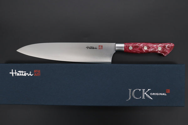 Hattori Gyuto Hattori Forums Custom Limited Edition, FH "NOAH" Series FHN-6SPSO Gyuto 210mm (8.2 Inch, Spiny Oyster Gem composite Stone Handle)