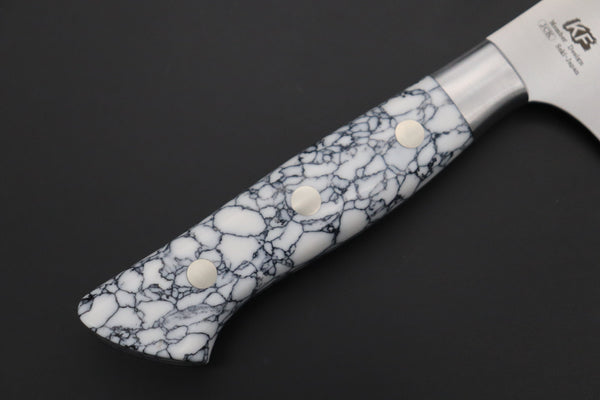 Hattori Gyuto Hattori Forums Custom Limited Edition, FH "NOAH" Series FHN-6SPWT Gyuto 210mm (8.2 Inch, White Turquoise Gem-Composite-stone Handle)