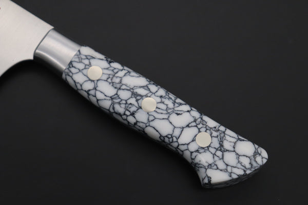 Hattori Gyuto Hattori Forums Custom Limited Edition, FH "NOAH" Series FHN-6SPWT Gyuto 210mm (8.2 Inch, White Turquoise Gem-Composite-stone Handle)