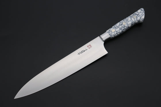 Hattori Gyuto Hattori Forums Custom Limited Edition, FH "NOAH" Series FHN-6SPWT Gyuto 210mm (8.2 Inch, White Turquoise Gem-Composite-stone Handle)