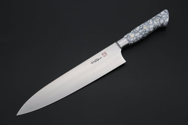 Hattori Gyuto Hattori Forums Custom Limited Edition, FH "NOAH" Series FHN-6SPWT Gyuto 210mm (8.2 Inch, White Turquoise Gem-Composite-stone Handle)