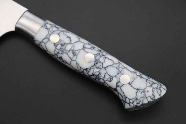 Hattori Gyuto Hattori Forums Custom Limited Edition, FH Series FH-6SPWT Gyuto 210mm (8.2 Inch, White Turquoise Gem-Composite-stone Handle)