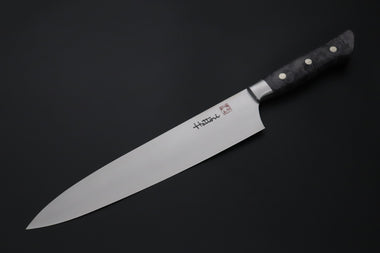 Hattori Gyuto FHN-7SPBLACK Gyuto 240mm (9.4inch) Hattori Forums FH "NOAH" Series Custom Limited Edition FHN-7SPBLACK Gyuto 240mm (9.4 Inch, Black Color Stabilized Box Elder Wood Handle)