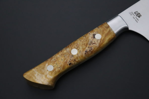 Hattori Gyuto FHN-7SPBURL Gyuto 240mm (9.4inch) Hattori Forums FH "NOAH" Series Custom Limited Edition FHN-7SPBURL Gyuto 240mm (9.4 Inch, Stabilized Box Elder Wood Handle)