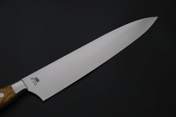 Hattori Gyuto FHN-7SPBURL Gyuto 240mm (9.4inch) Hattori Forums FH "NOAH" Series Custom Limited Edition FHN-7SPBURL Gyuto 240mm (9.4 Inch, Stabilized Box Elder Wood Handle)
