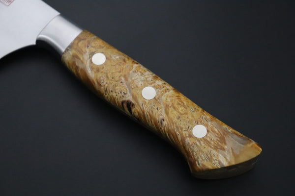 Hattori Gyuto FHN-7SPBURL Gyuto 240mm (9.4inch) Hattori Forums FH "NOAH" Series Custom Limited Edition FHN-7SPBURL Gyuto 240mm (9.4 Inch, Stabilized Box Elder Wood Handle)