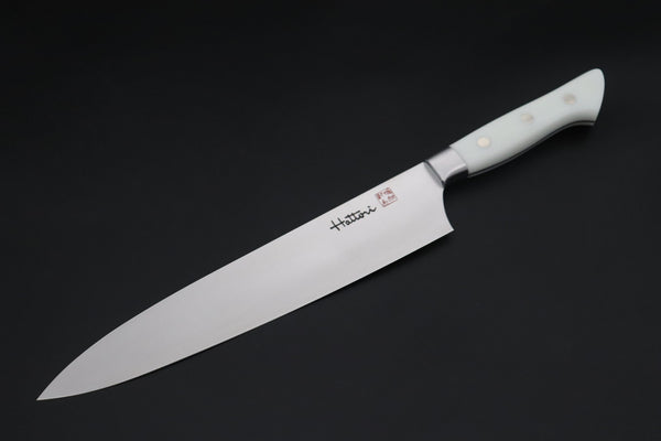 Hattori Gyuto FHN-7W Gyuto 240mm (9.4inch) Hattori Forums FH "NOAH" Series FHN-7W Gyuto 240mm (9.4 Inch, Fresh White Corian Handle)
