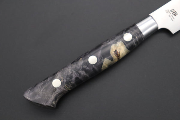 Hattori Petty Hattori Forums Custom Limited Edition, FH Solid VG-10 Series FH-2SPBlack Petty 120mm (4.7 Inch, Black Color Stabilized Box Elder Wood Handle)