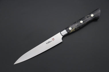 Hattori Petty Hattori Forums Custom Limited Edition, FH Solid VG-10 Series FH-2SPBlack Petty 120mm (4.7 Inch, Black Color Stabilized Box Elder Wood Handle)