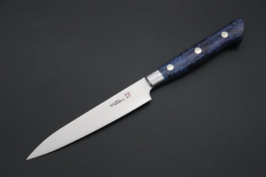 Hattori Petty Hattori Forums Custom Limited Edition, FH Solid VG-10 Series FH-2SPBLUE Petty 120mm (4.7 Inch, Blue Color Stabilized Box Elder Wood Handle)