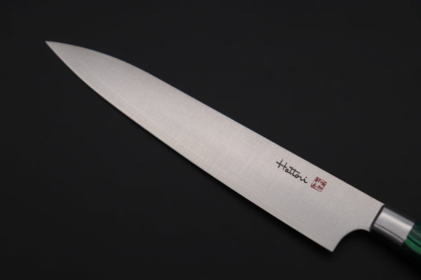 Hattori Petty FHN-3SPGM Petty 150mm (5.9inch) Hattori Forums "NOAH" Series FHN-3SPGM Petty 150mm (5.9 Inch, Green Malachite Gem-Composite-stone Handle)