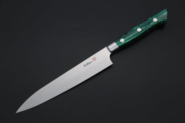 Hattori Petty FHN-3SPGM Petty 150mm (5.9inch) Hattori Forums "NOAH" Series FHN-3SPGM Petty 150mm (5.9 Inch, Green Malachite Gem-Composite-stone Handle)