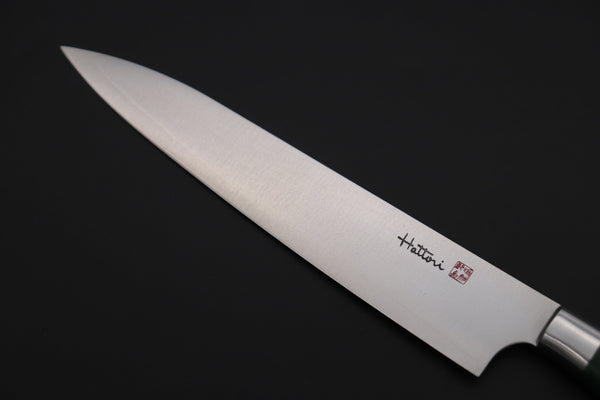 Hattori Petty FHN-3SPGREEN Petty 150mm (5.9inch) Hattori Forums "NOAH" Series FHN-3SPGREEN Petty 150mm (5.9 Inch, Green Color Stabilized Box Elder Wood Handle)
