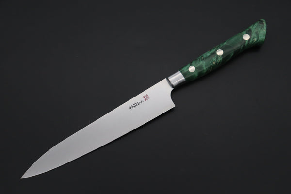 Hattori Petty FHN-3SPGREEN Petty 150mm (5.9inch) Hattori Forums "NOAH" Series FHN-3SPGREEN Petty 150mm (5.9 Inch, Green Color Stabilized Box Elder Wood Handle)