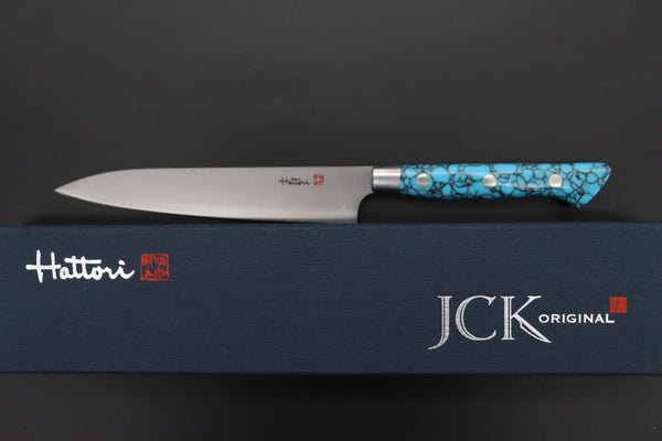 Hattori Petty FHN-3SPT Petty 150mm (5.9inch) Hattori Forums "NOAH" Series FHN-3SPT Petty 150mm (5.9 Inch, Turquoise Gem-Composite-stone Handle)