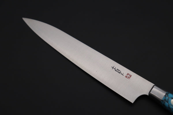 Hattori Petty FHN-3SPT Petty 150mm (5.9inch) Hattori Forums "NOAH" Series FHN-3SPT Petty 150mm (5.9 Inch, Turquoise Gem-Composite-stone Handle)