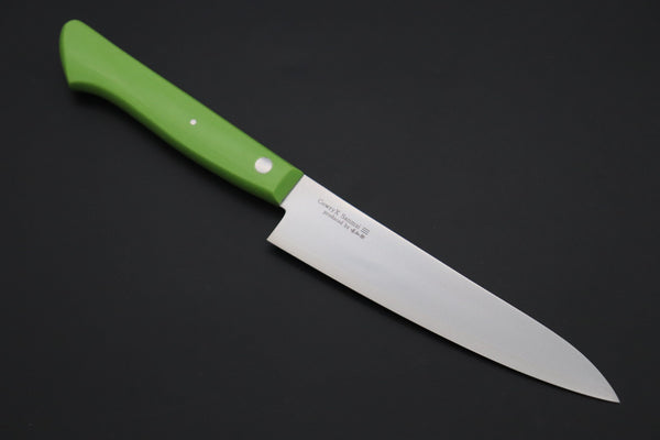 Hattori Petty HCX-2G Petty 135mm (5.3 inch) Hattori Limited, Cowry X, VG-2 clad HCX-2G Petty 135mm (5.3 inch, Fresh Green Linen Micarta Handle)
