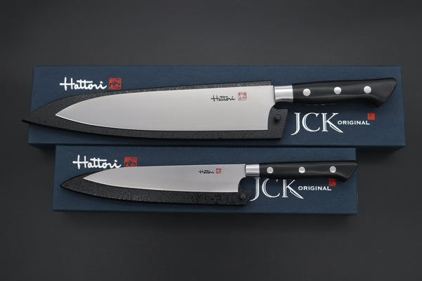 Hattori Petty Master Ichiro Hattori Knife Set !! Hattori Forums "NOAH" Series FHN-3L Petty 150mm (5.9 Inch) and FHN-6L Gyuto210mm (8.2 Inch) (comes with Black Lacquered Sayas)