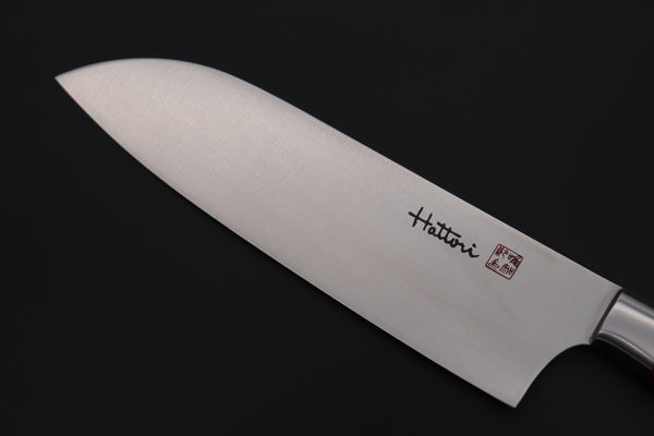 Hattori Santoku Hattori Forums Custom Limited Edition, FH Series FH-4SPSO Santoku 170mm (6.6 Inch, Spiny Oyster Gem composite Stone Handle)