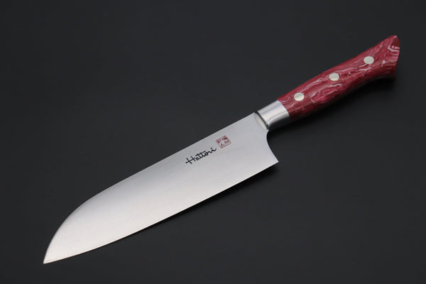 Hattori Santoku Hattori Forums Custom Limited Edition, FH Series FH-4SPSO Santoku 170mm (6.6 Inch, Spiny Oyster Gem composite Stone Handle)