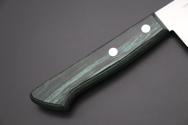 Hattori Santoku HCX-1G Santoku 170mm (6.6inch) Hattori Limited, Cowry X, VG-2 clad HCX-1G Santoku 170mm (6.6 inch, Green Pakka Wood Handle)