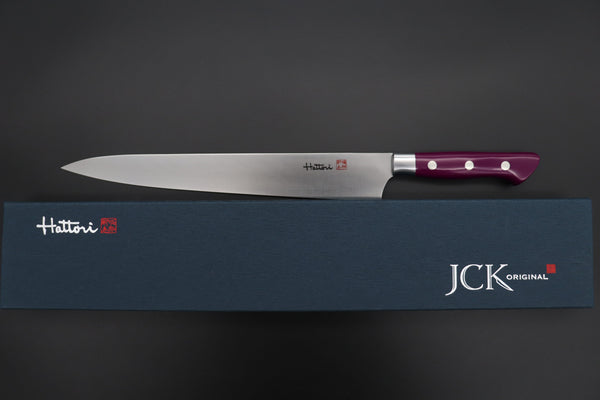 Hattori Sujihiki Hattori Forums Custom Limited Edition, FH Series FH-13SPSM Sujihiki 270mm (10.6 Inch, Sugarite Malachite Gem-Composite Stone Handle)