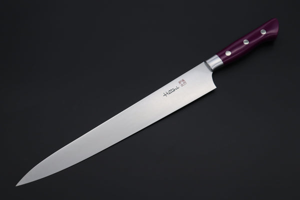 Hattori Sujihiki Hattori Forums Custom Limited Edition, FH Series FH-13SPSM Sujihiki 270mm (10.6 Inch, Sugarite Malachite Gem-Composite Stone Handle)