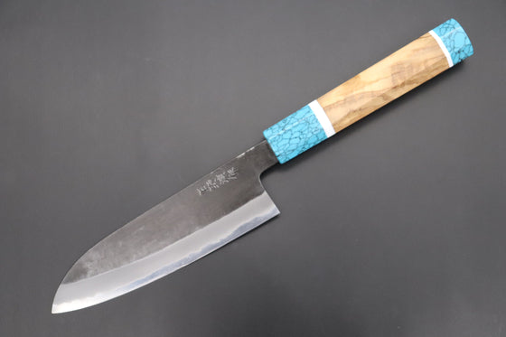 Hinoura Wa Santoku Custom Limited Edition, Hinoura White Steel No.1 Kurouchi Series HS1-4SP12 Wa Santoku 165mm (6.4 Inch)