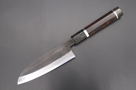 Hinoura Wa Santoku Custom Limited Edition, Hinoura White Steel No.1 Kurouchi Series HS1-4SP5 Wa Santoku 165mm (6.4 Inch)