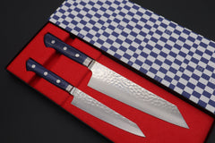 JCK Natures Blue Clouds Series Blue Steel No.2 Nashiji Bunka Knife Set